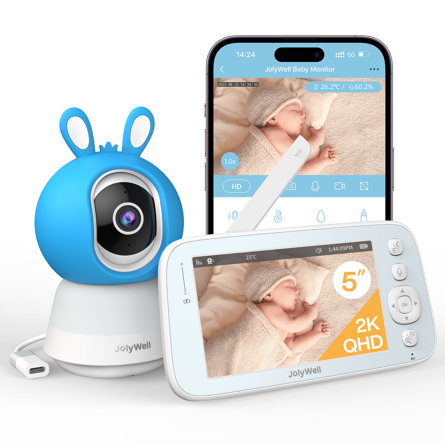 JolyWell JW-BBM005 Baby Monitor with App Control