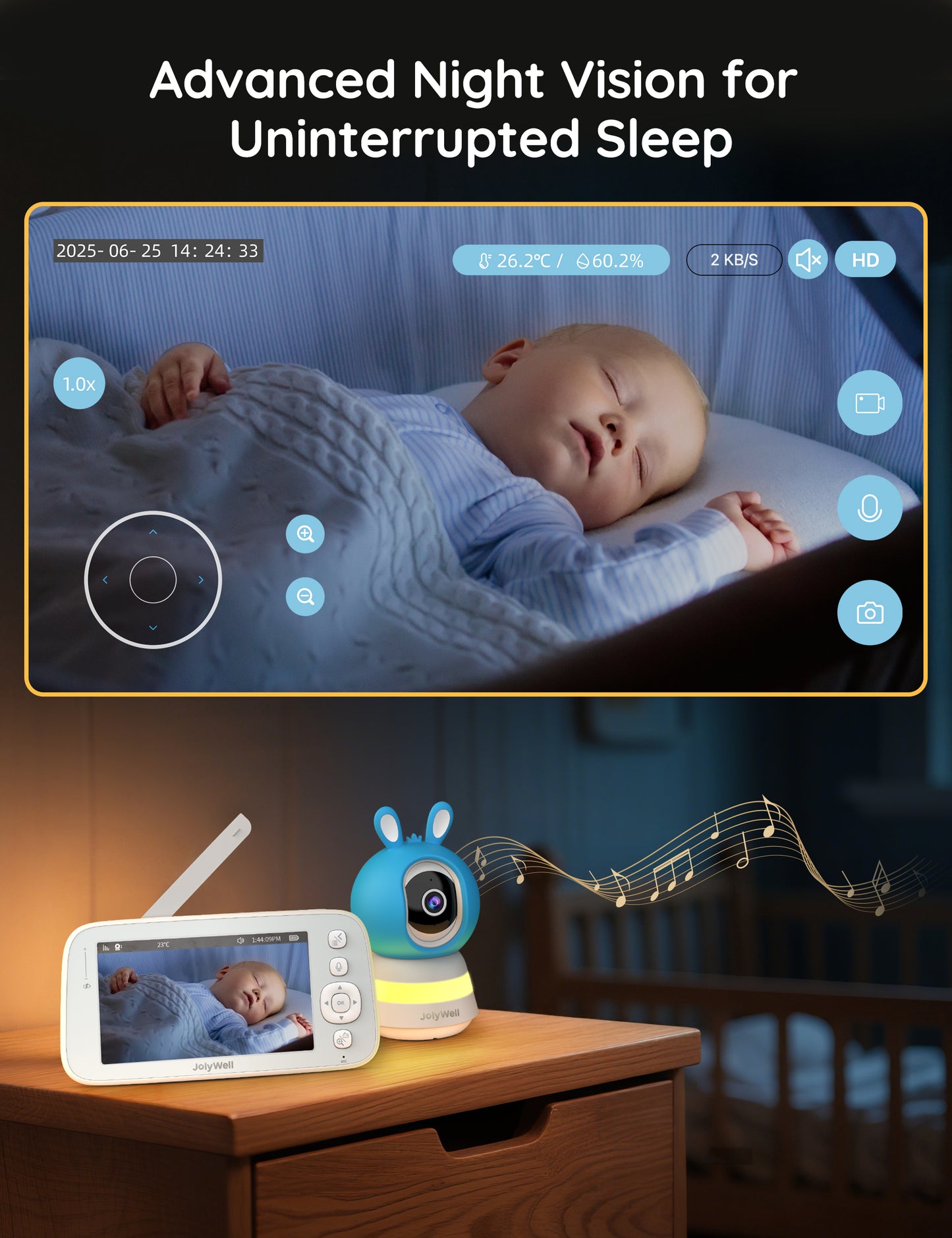 JolyWell JW-BBM005 Baby Monitor with App Control